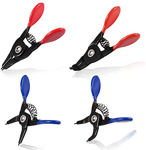 LEONTOOL 4 Pcs Mini Snap Ring Pliers Set, 3 Internal and External Circlip Pliers, Straight and 45° Angle Jaws, Tip Diameter 0.04 Retaining Ring Pliers