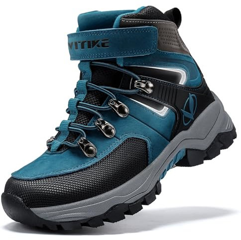 VITIKE Stivali da Escursionismo Ragazzi Stivali da Neve per Bambini Ragazze Scrape da Escursionismo,blu navy,33 EU