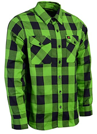 Milwaukee Leather Men’s Plaid Flannel Long Sleeve Shirt with Chest Pockets - Large Multi