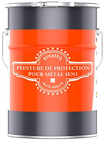 BEKATEQ LS-570 Peinture métal 4en1 I Peinture fer et acier 5l Jaune narcisse I Apprêt + Peinture antirouille + Couche intermédiaire + Couche de finition I Pour toiture, fenêtres, portes, clôture