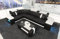 Sofa Bergamo Leder L Form Ecksofa Ledersofa mit Beleuchtung Couch mit Kopfstützen (Ecke Links, Schwarz-Weiß)