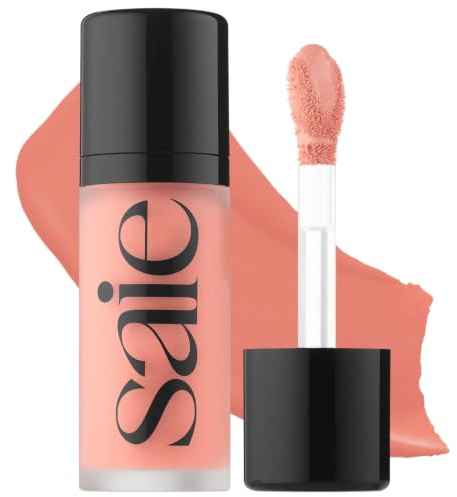 Saie Dew Liquid Blush for Cheeks - Hydrating Cream Blush Stick with a Blendable + Buildable Formula - Skincare Infused Dewy Cheek Tint for a Natural Flush - Glowy Makeup Essential - Rosy (.40 oz)