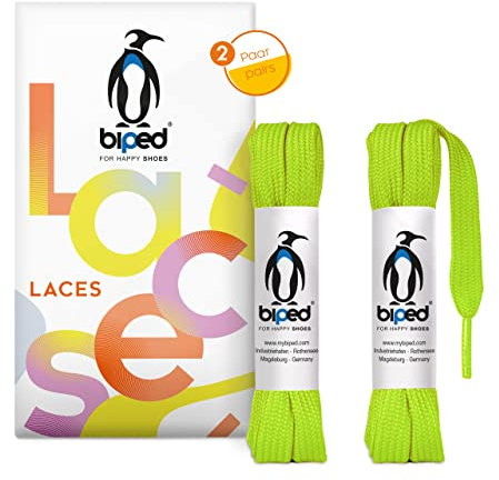 biped LACES 2 pares de cordones planos de poliéster de 10 mm de ancho - cordones premium para zapatillas y calzado deportivo - resistentes al desgarro y lavables z2913(#31 lime green,100 cm)