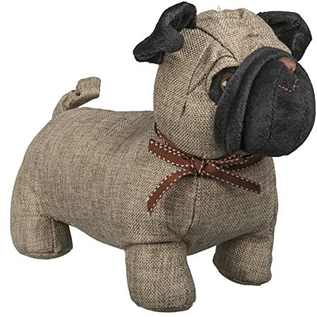 MIJOMA Türstopper Türpuffer Türsack aus Stoff Plüsch, 1kg schwer gefüllt, Lustiges Hingucker-Design für eine stilvolle Dekoration (Mops - hellbraun)