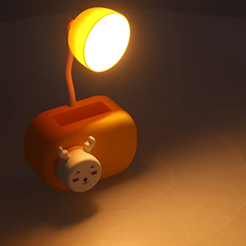 Yuecoom Schreibtischleuchte, multifunktionale kleine Tischlampe mit verstellbarem Winkel mit Bleistiftspitzer, USB-Aufladung, flexible Design-Leselampe für Schlafzimmer, Büro(Orange)