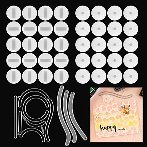 42 Stück/Set Gleiter für Slider-Karten, drehbare Schiebegleiter mit drehbaren, verschiebbaren Stanzformen, doppelseitige selbstklebende Kreise für Kartenherstellung, DIYScrapbooking, Kunstprojekte