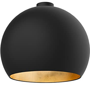 L+ Deckenleuchte aus Metall, Kuppelform, Durchmesser 40 cm, schwarz Blattgold, Made in Italy, Deckenleuchte