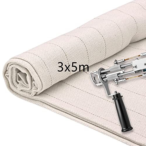 3 x 5 m Tufting tuch, Aomdom tufting cloth Primär mit Führungslinie für elektrische Teppich-Tufting-Pistole, Chiffon-Stoff, Mönchstuch für Tuftag
