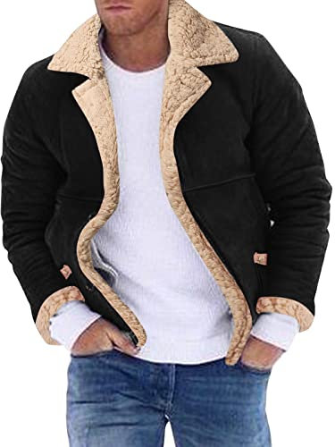 Hommes Hiver Manteau col à Manches Longues rembourré en Cuir Veste Vintage épaissir Manteau en Peau de Mouton Veste à glissière Veste Cuir Homme Noir Et Rouge