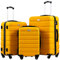 COOLIFE Set de Valise de Voyage 3 Tailles Valise Grande Taille Valise Cabine Petite Valise Sacs de Voyage Valise ABS avec 4 roulettes Pivotantes 360° Cadenas TSA (Jaune, Set de 3 pièces)