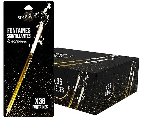 Fontaines à Gateaux Scintillantes XXL 24cm - Lot de 36 - durée 90/100 Secondes pour Gateaux et Bouteilles de Champagne, Bougie Lumineuse d'ambiance pour Anniversaire - Catégorie F1