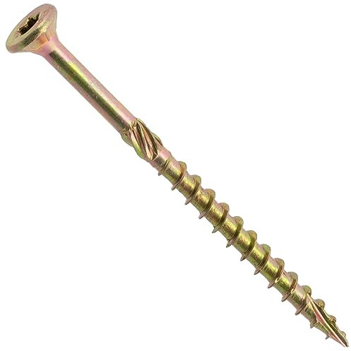 AERZETIX - C69095 - Lot de 100 Vis à bois Ø4x60 mm à tête fraisée - à empreinte étoile Т20 - en acier zingué - menuiserie contreplaqué aggloméré mélaminé terrasse panneaux chevrons bastaings