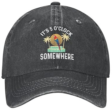 Philysonic 5 Oclock Somewhere Hat It is 5 Oclock Somewhere Hat Women Baseball Cap Modische Kappe, Schwarz, Einheitsgr��e
