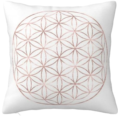 Kissenbezug, dekorativer Überwurf-Kissenbezug, weiche Kissenbezüge 40 x 40 cm für Schlafzimmersofa, Mandala-Roségold-Blume des Lebens