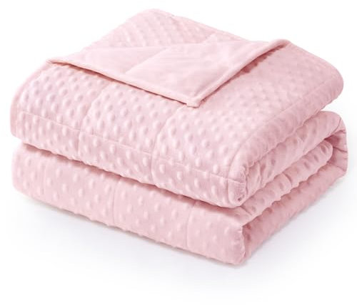 Wemore Minky Dot gewichtete Decke für Erwachsene, Doppelgröße, 6,8 kg, weiche, gemütliche, schwere Decke für Stressabbau und Schlafförderung, atmungsaktive Decke für alle Jahreszeiten mit Glasperlen