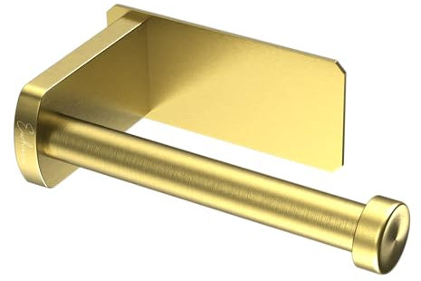 Ewhare Golden Toilet Roll Holder Wall Mounted - Self Adhesive, Stainless Steel Toilet Paper Holder for Bathroom & Kitchen - Waterproof & Rust Resistant - No Drilling Required