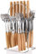 Cutlery Set for 6 People, 24-Piece Silverware Set, Flatware Set with Knife, Fork, Spoon with Thickened Wooden Handle, Kitchen Cutlery, Stainless Steel Cutlery, Dishwasher Safe