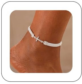 Yienate Bracelets de cheville bohème en corde épaisse, chaîne de cheville, déclaration infini/paume/croix, chaîne de pied d'été, plage, bijoux pour femmes et filles