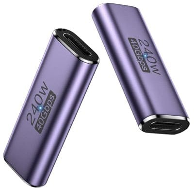 MoKo Adattatore USB C Femmina a Femmina, Connettore USB C Supporta Ricarica 240W e Trasferimento Dati 40Gbps, Convertitore USB a USB C con Video 8K@60Hz per MacBook PRO, Surface Book, 2 Pezzi
