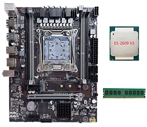 AMIUHOUN X99 Scheda Madre LGA2011-3 Computer Scheda Madre Supporto Dual Channel DDR4 RAM con E5 2609 V3 CPU+DDR4 8GB 2133Mhz RAM