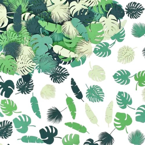 100 Stück Konfetti für Geburtstag & Babyparty - Tischdeko Hawaii & Beach Party - Monstera Blätter Deko