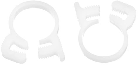 sourcing map 2 Pcs Double Snap Grip Hose Clamps, Plastic 13.5-15.5 mm/0.53-0.61 Inches Inner Dia Adjustable Several Ratcheting Tubing Clamp for Home, White