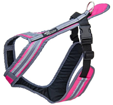 Safety Führ- und Zuggeschirr | Mantrailing | Canicross | Zughundesport | Alltagsgeschirr | Führgeschirr (Pink-Grau, XL - 40-50 Kg)