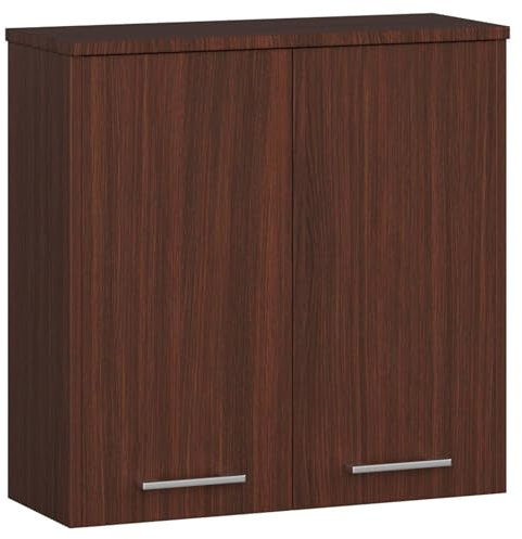 3E 3xE living.com Hängender Badezimmerschrank: Zwei Türen, Zwei Regale, Farbe: Wenge, A: B: 60 cm, H: 60 cm, T: 22,5 cm.