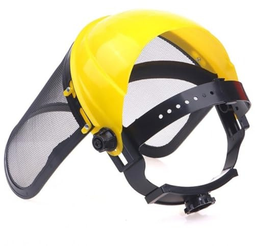 Keuyeo Stainless Steel Garden Grass Trimmer Safety Helmet Hat with Full Face Mesh Protective Mask for Brush Cutter Forestry Protection
