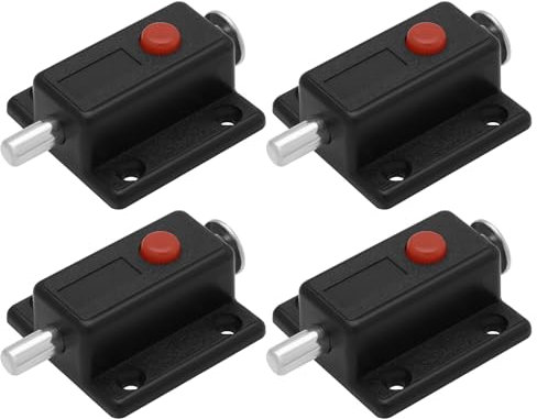 LT Easiyl 4pcs Black Plastic Push Button Spring Loaded Automatic Door Bolt Latch for Cabinet Doors Wardrobe Doors Cribs Windows (36mmx37mm)