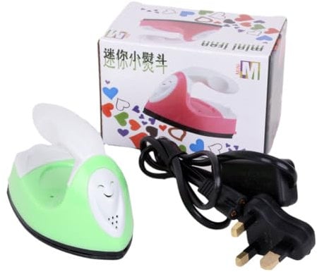 lmoikesz Mini DIY Craft Iron Handheld Electric Iron Portable ABS Travel Clothes Mini Irons for Fuse Beads Sewing Patchwork Heat Press Name Stickers (Green, Mi ni Irons)