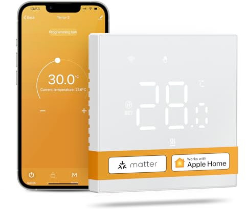 MIUCDA Smart Thermostat Matter Wasser Fussbodenheizung WiFi Raumthermostat Digital Heizungsthermostat Kompatibel mit Homekit,Alexa, Google Home,SmartThing