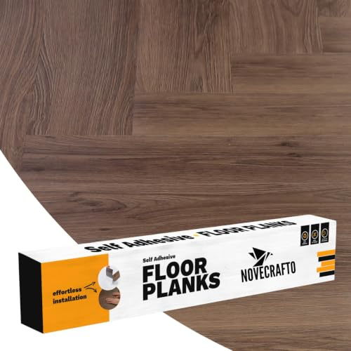Self Adhesive Floor Planks - 30 Planks Pack Covering 44.88 Sqft / 4.17sqm | Each Stick On Tile Plank Measures 5.9x35.9in (91.4x15.2cm) | Peel And Stick Vinyl Flooring | Brown Wood Effect