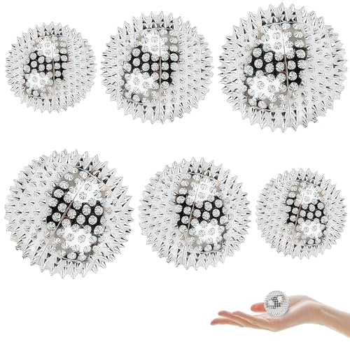 WIYETY 6 Stück Stacheliger Magnetische Massageball: Igelball Magnetischer Hochstress Akupressurball 32mm 47mm 56mm Durchmesser, Akupressurkugeln für Stress Relief oder Massage