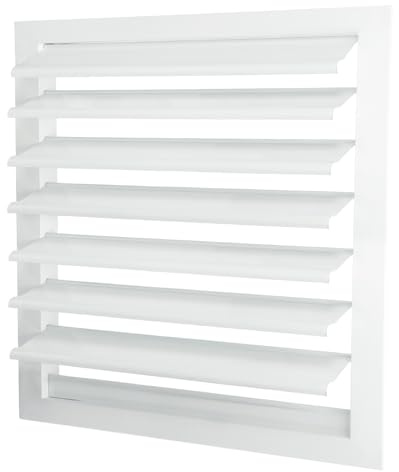 PATIKIL 16x16 Inch Aluminum Vent Cover, Louver Shutter Exhaust Fan Louvered Vent Automatic Gravity Square Grill Self-Closing Vent Cover for Greenhouse Industrial Exhaust HVAC System, White