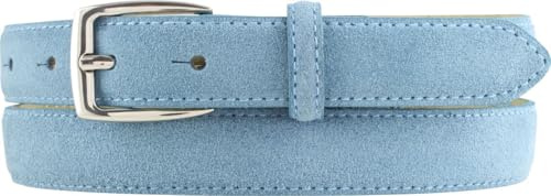 BELTINGER Italienischer Veloursleder-Gürtel, 25 mm breit, Damen, Damengürtel, Hosengürtel, Wildleder, Schließe Silber | Jeansblau 120cm