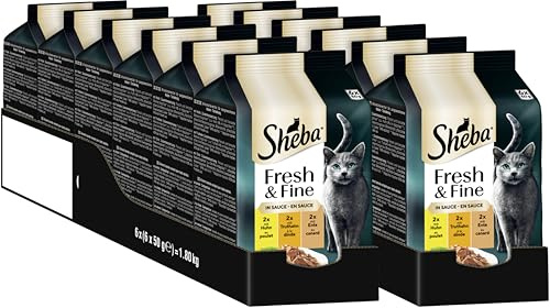 SHEBA® Fresh & Fine in Sauce mit Huhn, Truthahn und Ente 12 x 6 x 50g