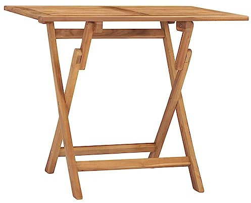HaoChrymec Klappbarer Garten-Esstisch mit Massivholz Teak, Wetterfestes Design, Kompakte Größe, Ideal für Balkon und Garten, Gartentisch Klappbar, Lounge Tisch Outdoor, 90 x 60 x 75 cm