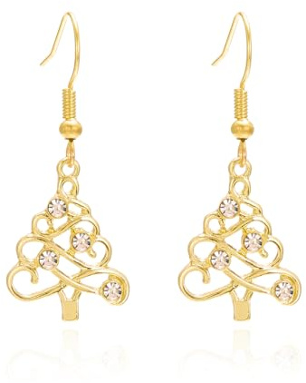 DOA Silver Christmas Tree Earrings for Women, Zircon Xmas Earrings, Christmas Dangle Ear for Women Girls, Fashion Elegant Cute Gifts Earing