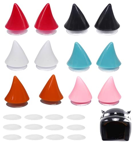 Motorrad Helm Hörner, 12 Stück, Gummi-Horn Zubehör | Motorradhelmhorn, für Motorradhelme und Offroad Helme zur Dekoration(Schwarz, Rot, Pink, Hellblau, Weiß, Orange)