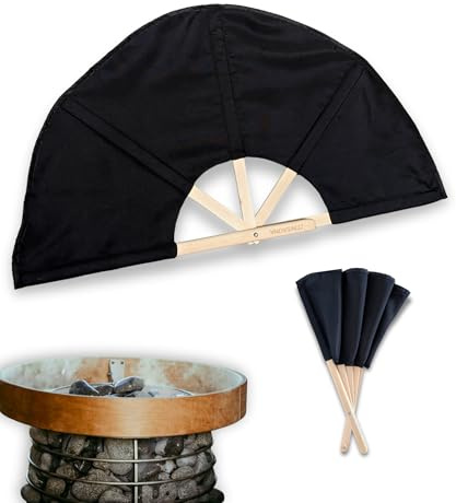 Sauna fan made of ash wood and cotton, elegant sauna sprung for infusion and optimal heat distribution, hand fan for wellness and spa, high-quality sauna accessories