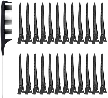 24 Pièces Pince Cheveux Coiffeur, Pinces à Cheveux en Métal 3,5 Pouces, Pince Cheveux Brushing, Barrettes à Cheveux en Bec de Canard, pour Coiffure et Création de Boucles Elegantes