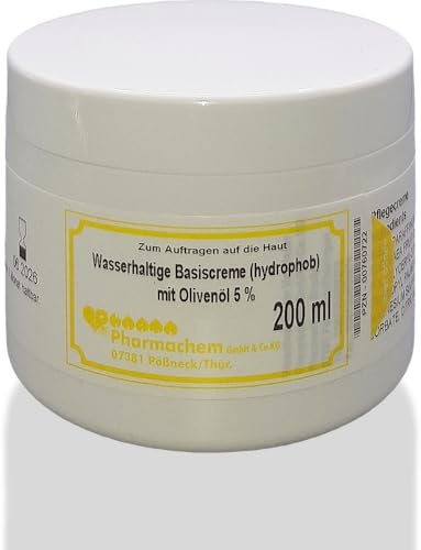 Wasserhaltige Basiscreme mit Olivenöl 5% – 200 ml – Ohne Konservierungsstoffe – Für trockene & empfindliche Haut