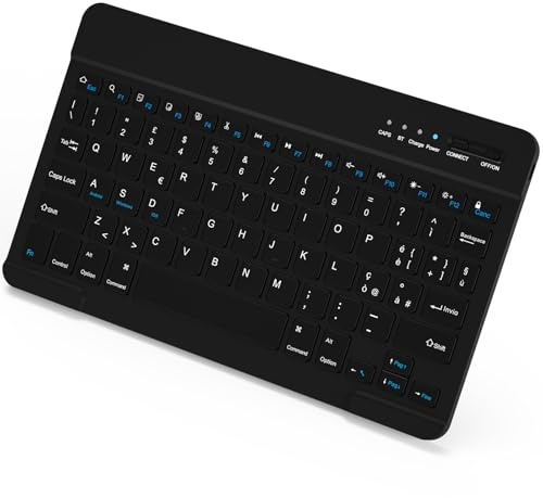 NEWCOO Bluetooth Wireless Tastiera,Rechargeable Ultra Sottile Tastiera Wireless Compatta sottile Portatile con Tablet per Tablet Samsung/IOS(iPad Pro/Air/Mini)/Android/Windows/Telefoni,Layout Italiano