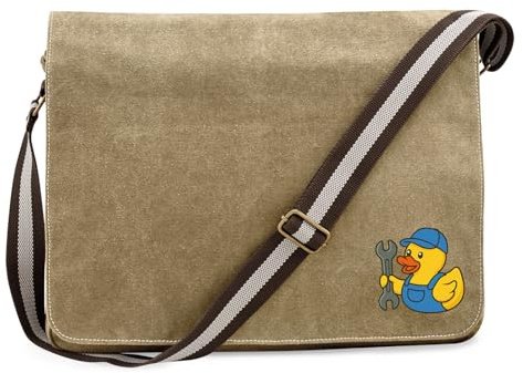 Huuraa Umhängetasche Quietscheente Mechatronik Comic Gummiente 14 Liter Sahara Canvas Laptoptasche Geschenkidee