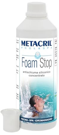 Metacril Antimousse siliconique super-concentré Foam Stop 500 ml Idéal pour spa, jacuzzi et piscine Gobelet doseur offert