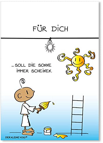 Glücksschmiedin - Motivations Geschenk - der kleine Yogi Für Dich- Grußkarte mit elastischem Armband in SCHWARZ und silberfarbenem SONNEN-Anhänger, handgefertigt