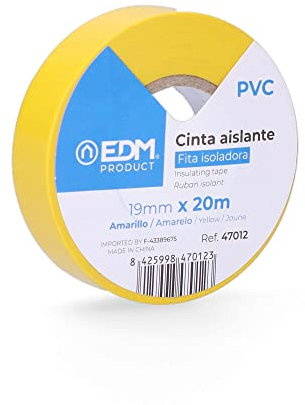 EDM 47012 Cinta Aislante, Amarillo, 19 mm x 20 m