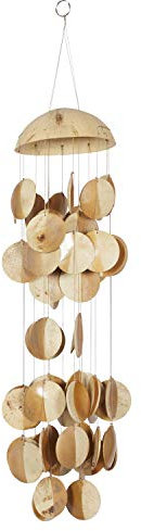 Deco 79 33113 Windspiel, rustikal, Kokosnussschale, 12,7 x 43,2 cm, cremeweiß/goldfarben