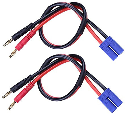 Boladge 2-Pack EC5 Männlich Stecker auf 4mm Bullet Bananenstecker Rundstecker Adapter Ladekabel mit 11.8inch 12AWG Silikonkabel
